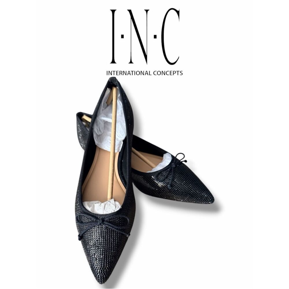 INC International Concepts Women’s Persie Black Embellished Ballet Flats 9.5
